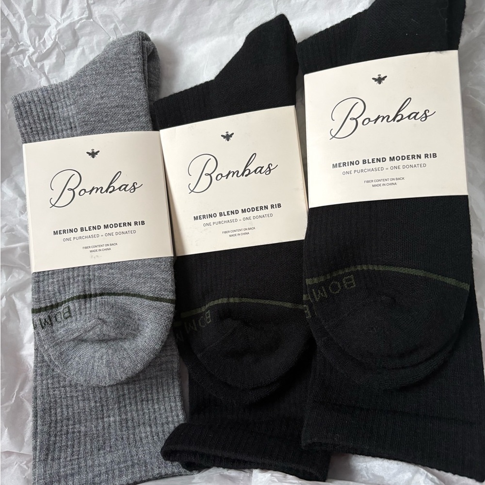 3 Men’s L Bombas calf- crew merino blend new!